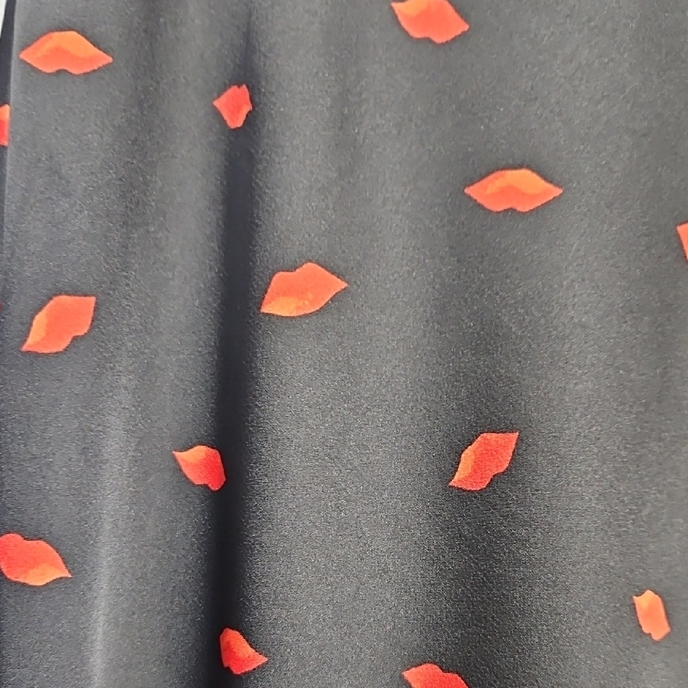 a new day Black Satin Midi Skirt with Red Lips - Picture 3 of 5